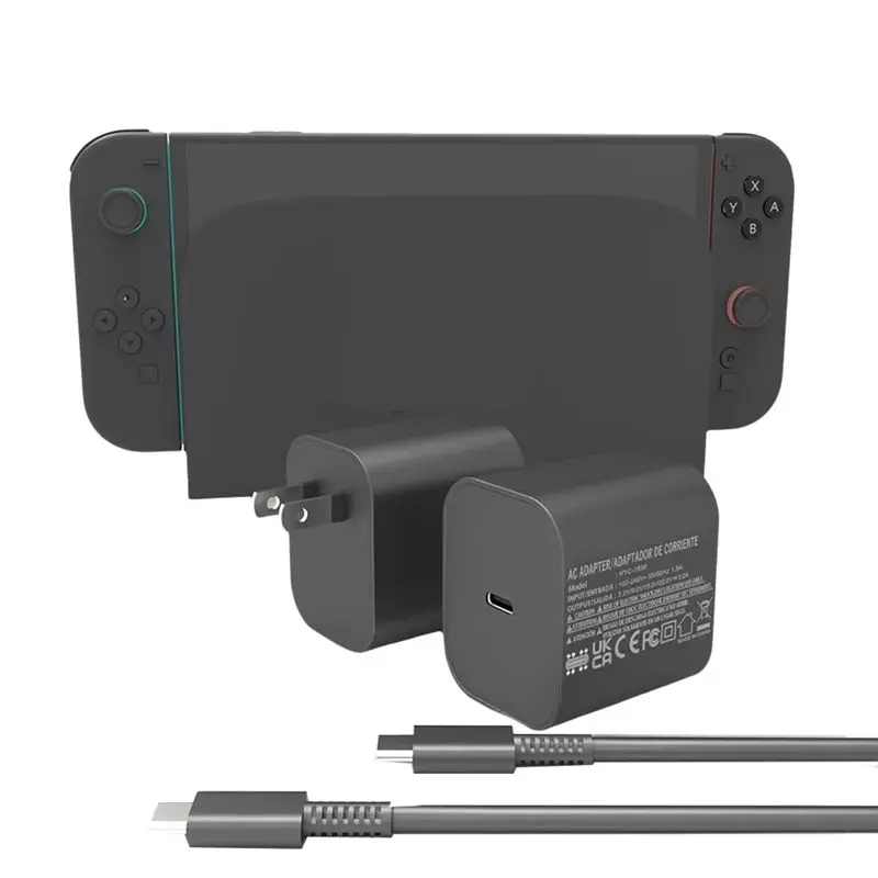 【A17Z】For Switch 2 USB Type C 20V/3A 60W AC Adapter Plug Power Supply With USB-C Charging Cable Supports TV Mode US Plug