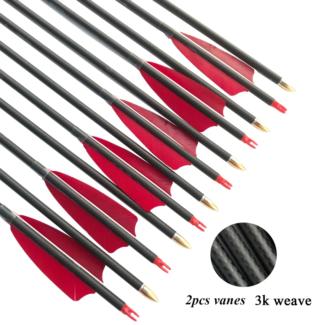 Imagem -02 - Carbon Archery Arrows Spine250600 Id6.2 mm Turquia Pena 100gr Dicas para Bow Composto Caça Tiro Pcs Linkboy3k