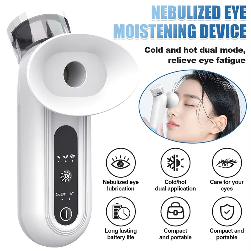 Nuovo modello portatile Nano Dispositivo per la cura degli occhi del viso Vapore caldo Spruzzatore di nebbia Vuoto Rinfrescante Idratazione Riutilizzabile Rilassamento degli occhi