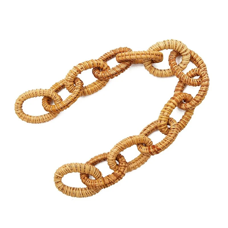 

13-Rings Decorative Straw Plaited Knot Chain Farmhouse Rustic Rattan Country Style Home Hand Chain Link Decor For Photography