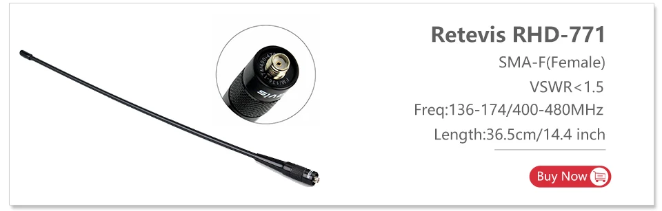Retevis RHD-771 H777 Walkie-Talkie Zubehör Antennen SMA-F SMA-M HA02 VHF UHF Dual-Band-Antenne für Baofeng Retevis HD2 – Detail 1