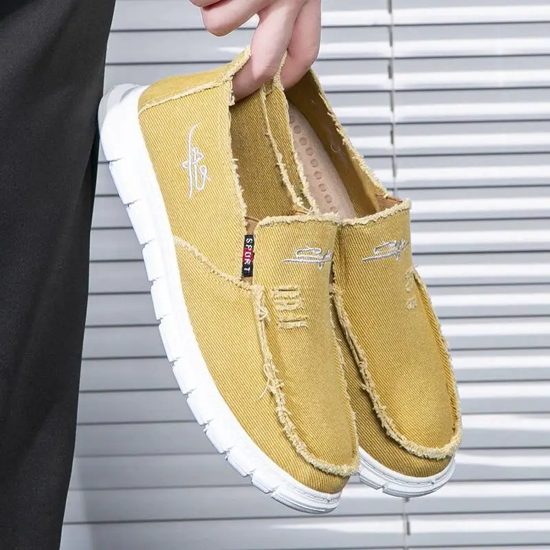 Men\'s Washed Fabric Casual Shoes Anti Slip and Wear-resistant Driving Shoes Canvas Shoes