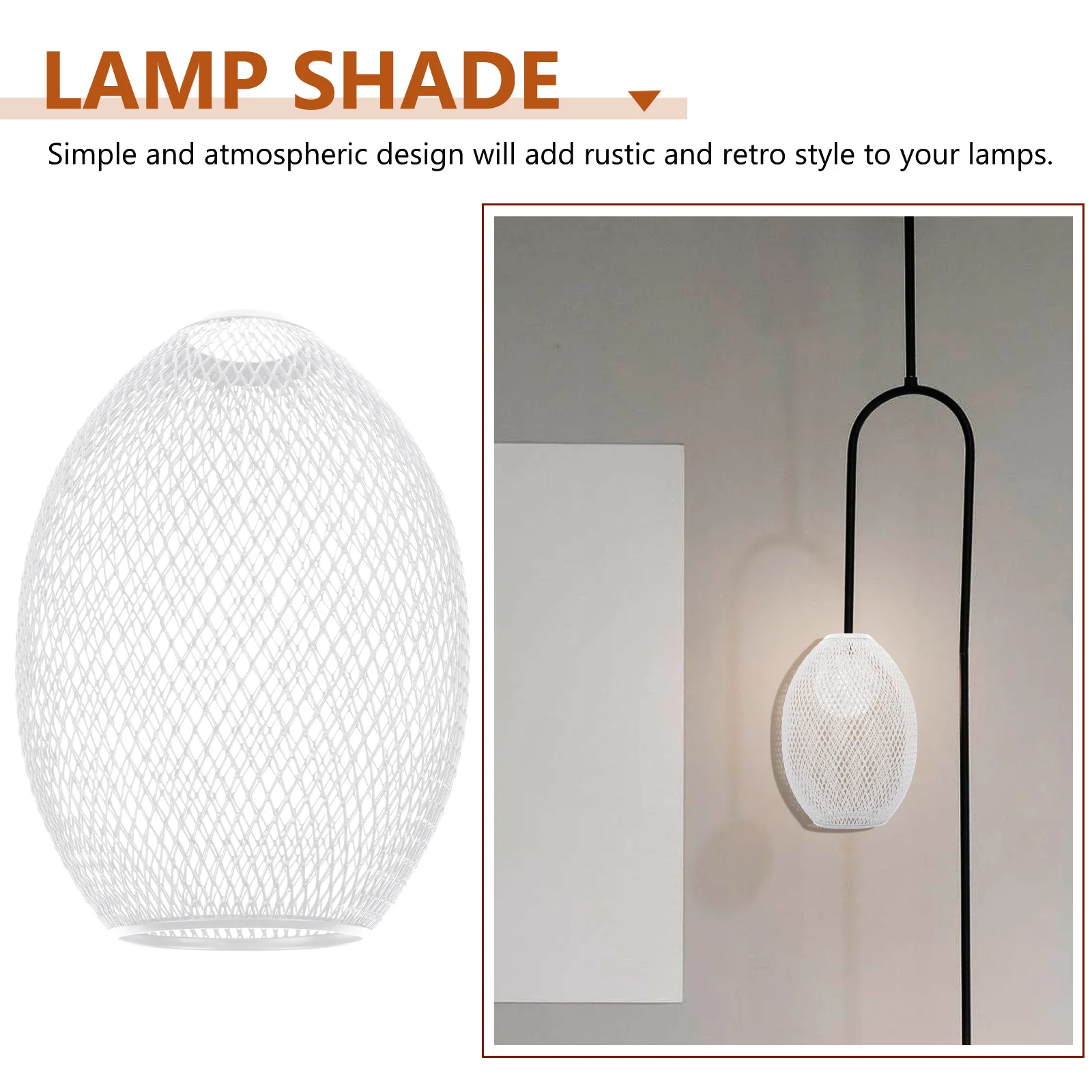 

Exquisite Iron Wire Lampshade Vintage Style Decorative Hanging Light Cover Pendant Ceiling Accessory Home Hotel Bedroom Library