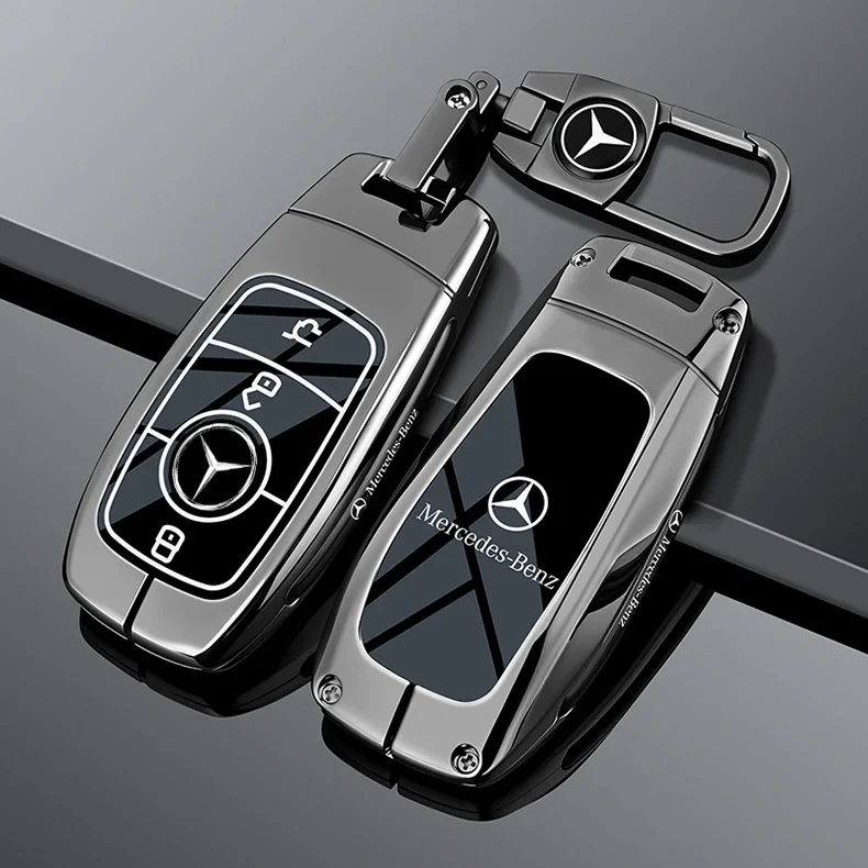 Alloy Leather Car Remote Key Protection Cover Shell For Mercedes Benz A C E S G Class GLC CLE CLA W177 W205 W213 W222 X167 AMG
