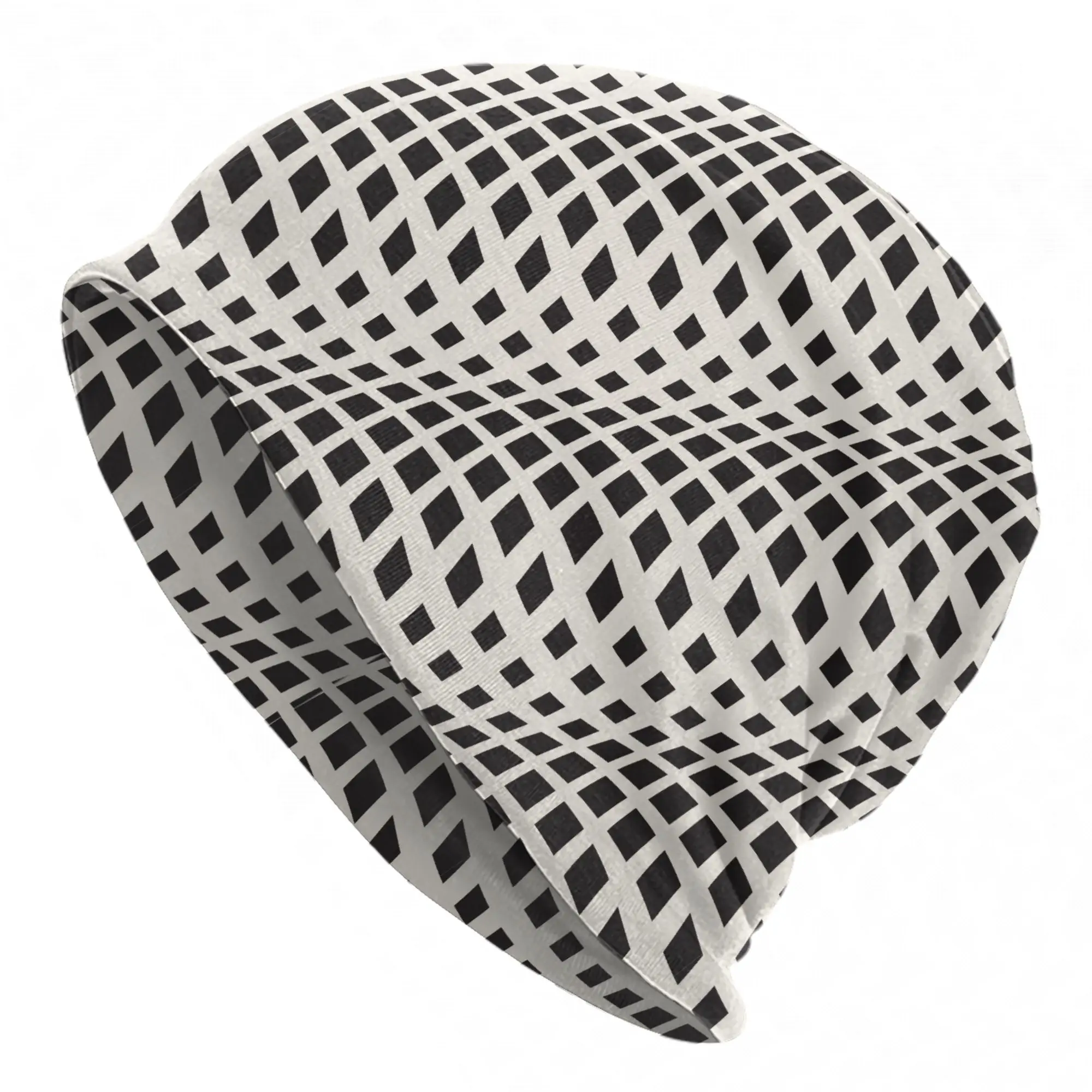 Lightweight  3D Wavy Crossed Stripes Slouchy Beanie for Men Women Cycling Skull Cap