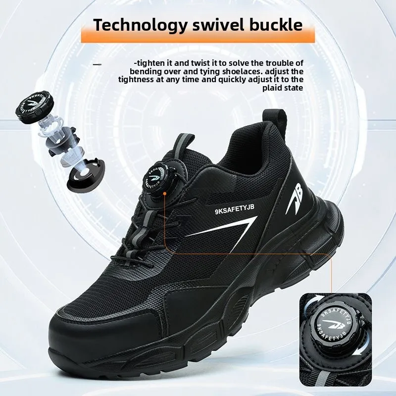 남성용 안전 신발 강철 발가락 밑창 남성 운동화 보호 기능이있는 경량 통기성 작업 신발 Anti Smashing Stabbing