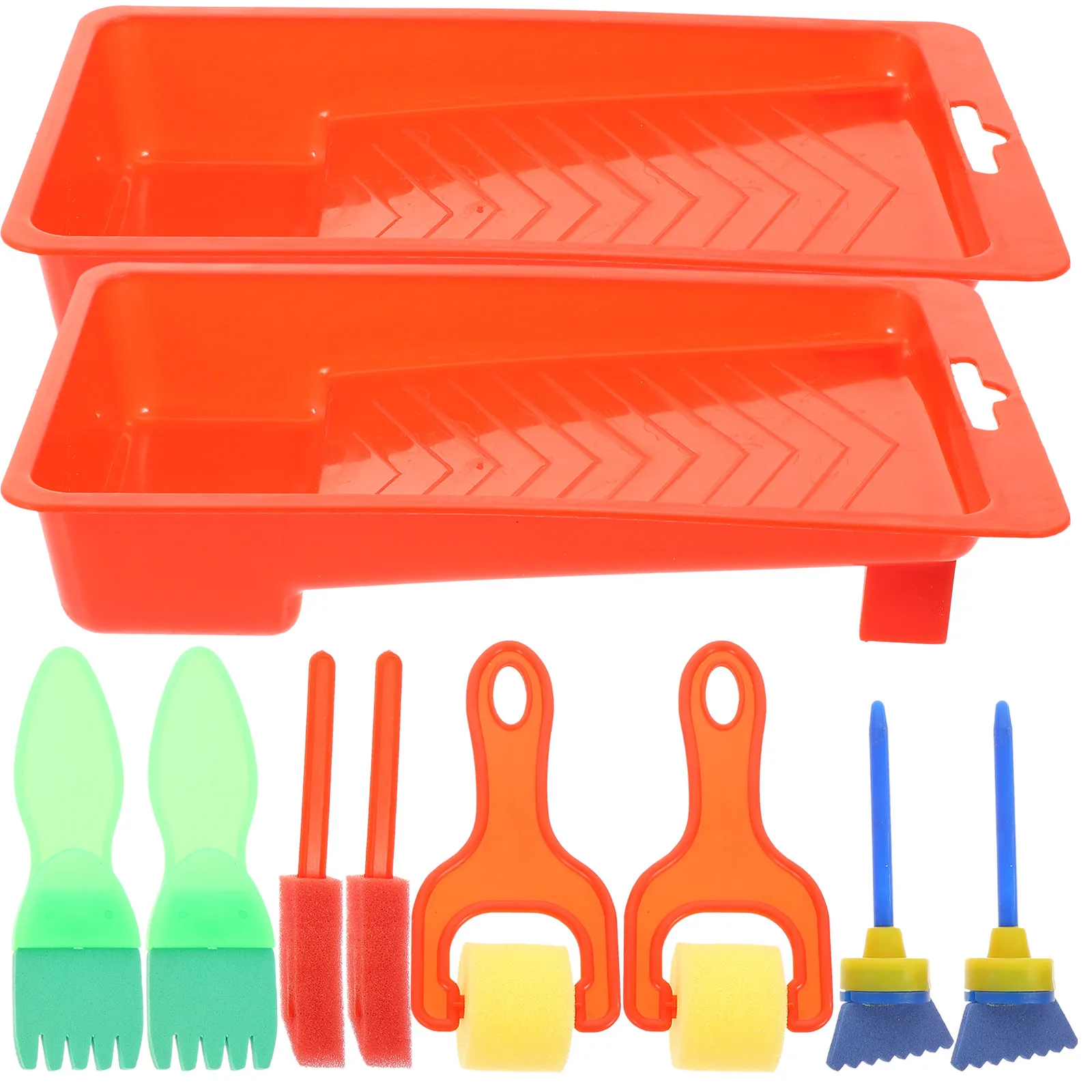 2Sets Painting Sponge Roller Brush Set Premium Art Tools Tray Included Easy DIY Creative Handcrafts Painting Kit for Oil
