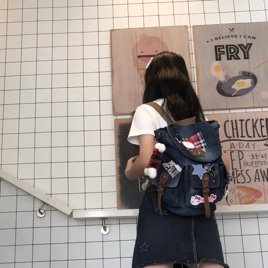 Miniso Sanrio Cartoon Hallo Kitty Retro Cowboy Collage Student Rucksack süße große Kapazität Mode Aufbewahrung rucksack