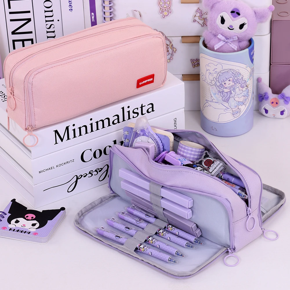 جديد منظم قرطاسية أقلام الحقيبة متعدد الطبقات سعة كبيرة مستحضرات التجميل حقيبة سفر مقلمة لمكتب المدرسة