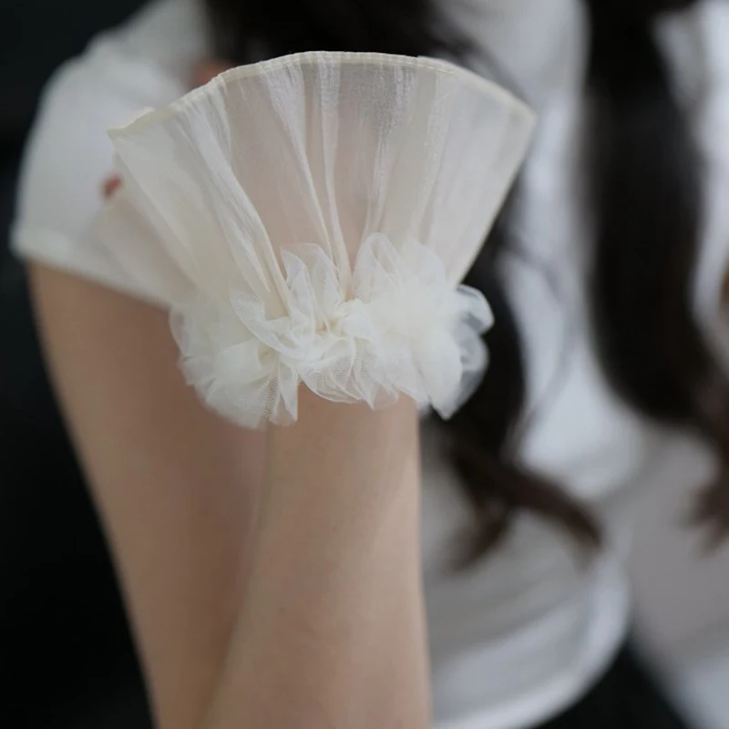 1 paire de manches décoratives en maille et dentelle pour Nail Art, faux poignet plissé, faux poignets doux, accessoires de photographie de manucure pour beau gentlew