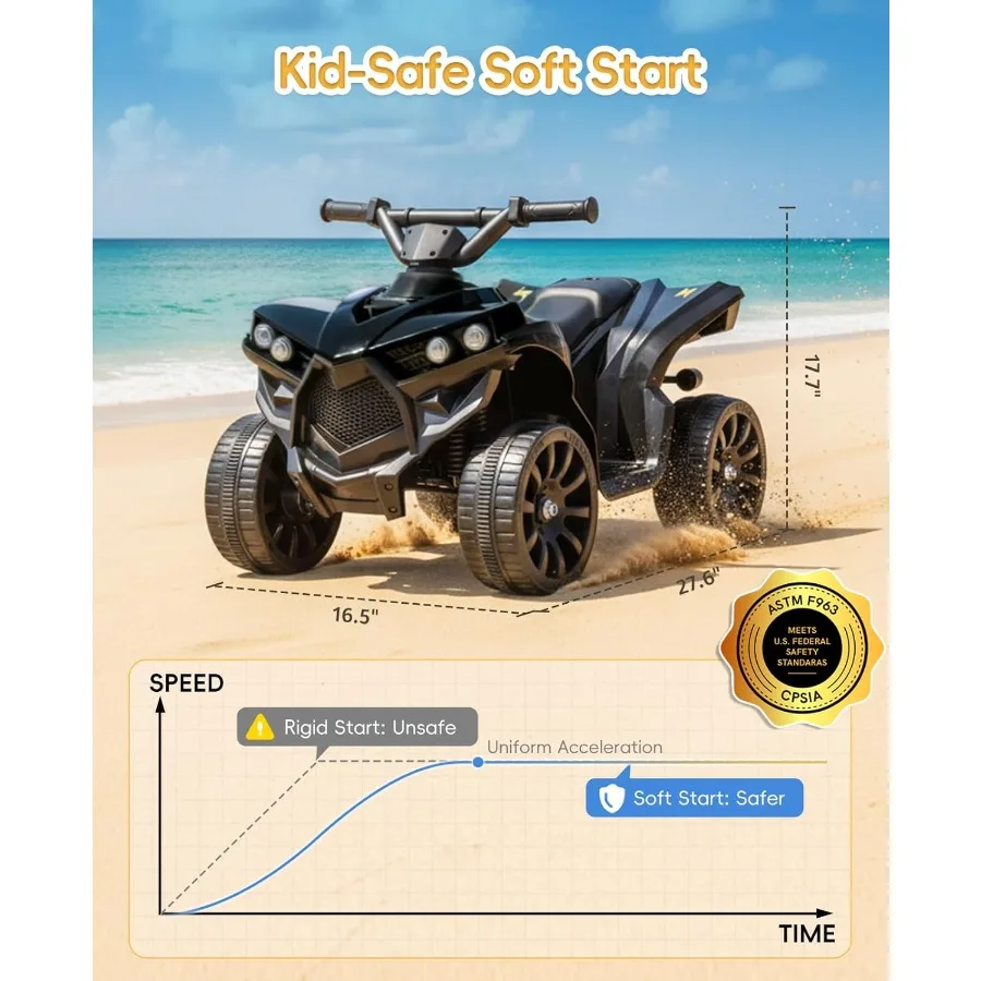 Ride on Toys for Toddlers 1.5-4 ATV with Play Time Up to 70 Minutes 4 Wheeler Quad Electric Car with Safe 1.8MPH Speed Driving