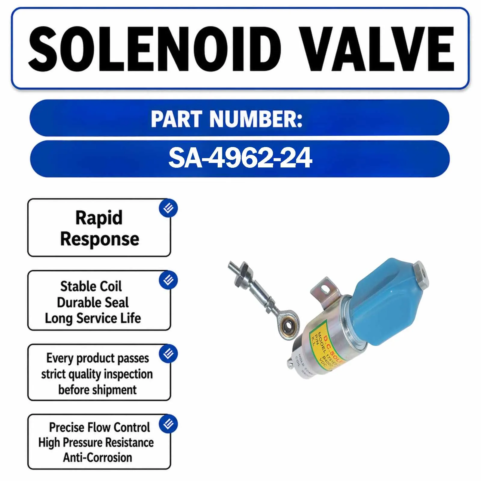 SA-4962-24 1751-24E7U1B1A SA-4148-T 24V Fuel Shut Solenoid Valve For Mitsubishi 6D24 Engine Parts
