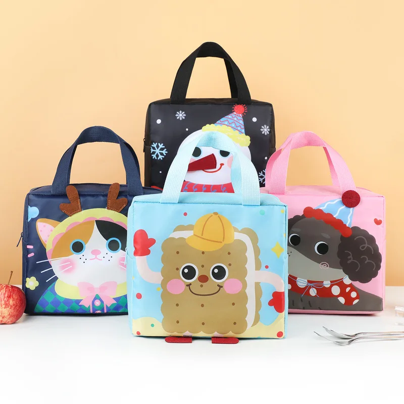 

New Lunch Box Bag Oxford Cloth Children's Cartoon Bento Bag Kindergarten Lunch Box Thermal Insulation Bag Portable