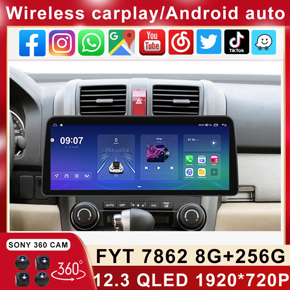 

12,3 дюймовый 1920*720 GPS для Honda CRV CR-V 3 RE 2006 - 2012 Android автомобильный стерео Мультимедиа SWC видеоплеер головное устройство Carplay Auto