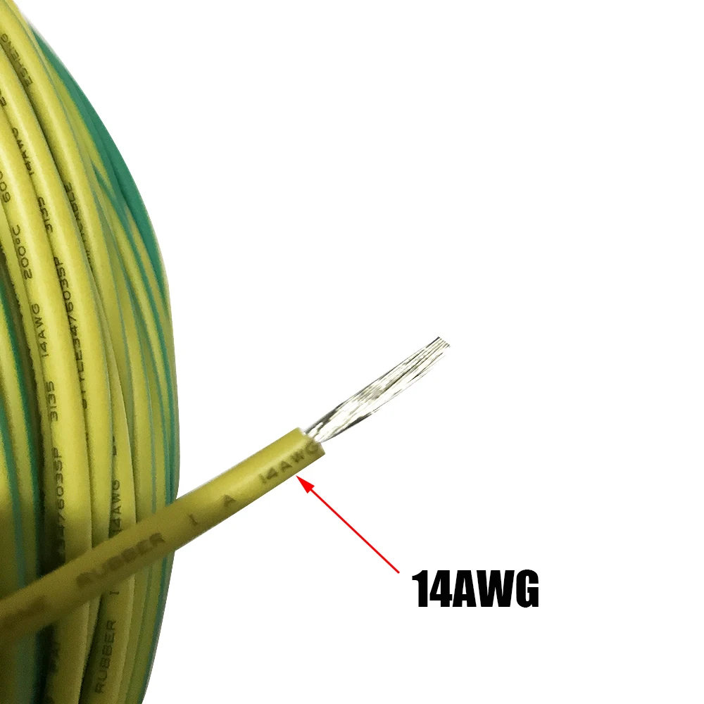 UL3135 14AWG Multi-strand Flexible Wire RV 2 Square Yellow Green Two Color Ground Cable Tinned Copper Cord