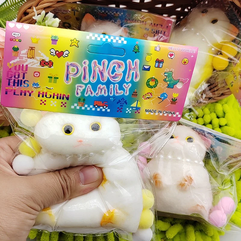 Jouets à presser pour chat TPR, gros chat, jouets à pincer tridimensionnels, Super mignons, anti-Stress, poupée relaxante, jouets à pincer pour gros chat