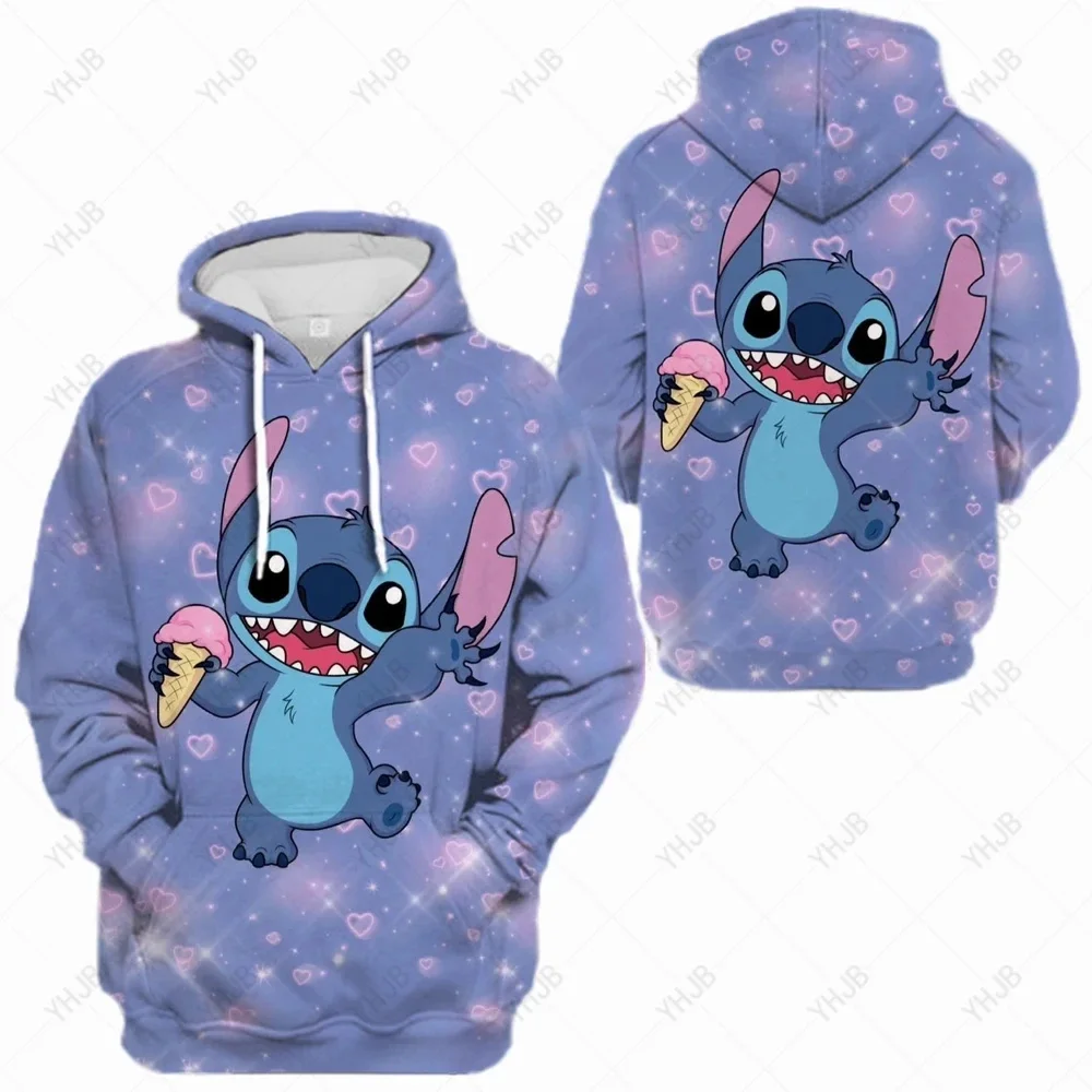 

Women's Lilo and Stitch Anime Hoodie, Disney Cartoon Print Cap, Kawaii, Harajuku, Winter