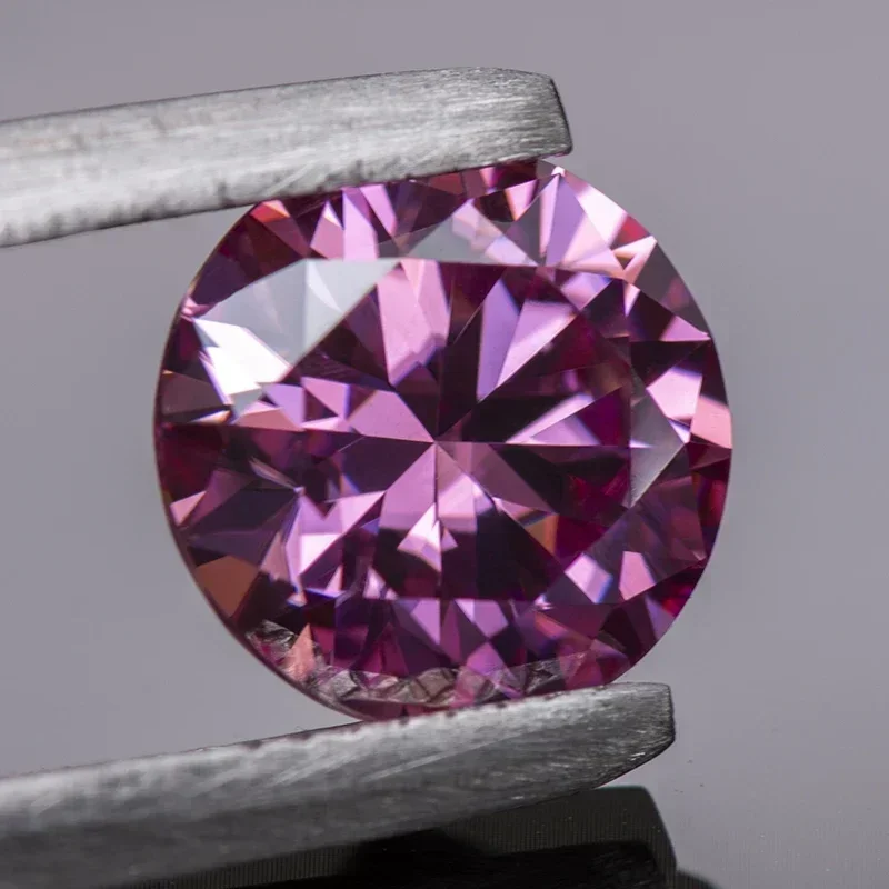 Moissanite Round Shape VVS1 Pink Color Beads for Charms DIY Jewelry Making Bracelet Rings Pendant Materials with GRA Certificate