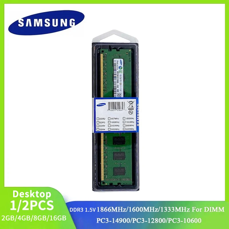 

1/2PCS SAMSUNG DDR3 Memory DIMM 16GB 8GB 4GB 2GB 1866MHz 1600MHz 1333MHz Desktop RAM 240Pin DIMM 1.5V PC3 RAM Memoria