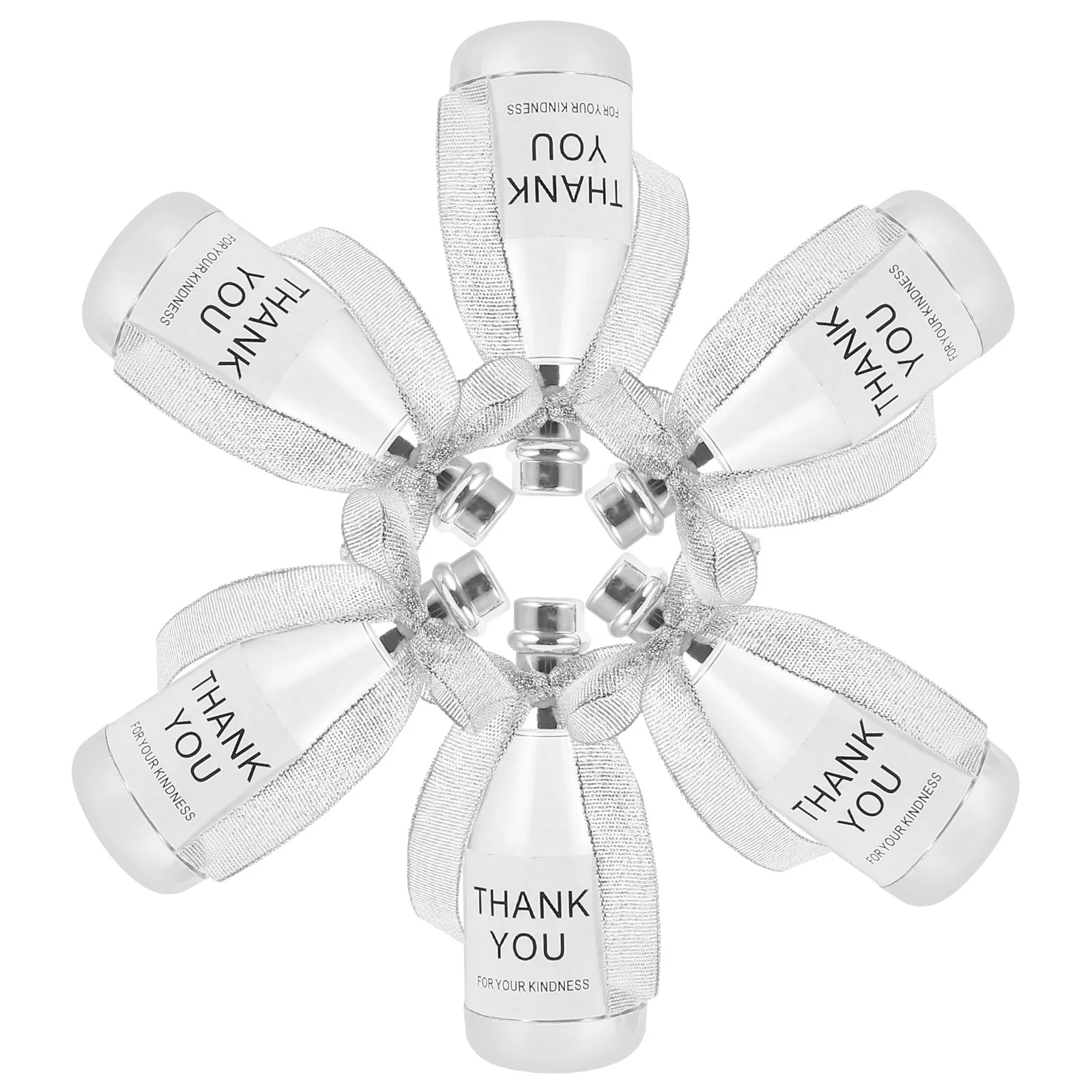6Pcs Wedding Candy Containers Bottle Shape Ps Material Ribbon Accented Light Portable Storage Boxes for Party