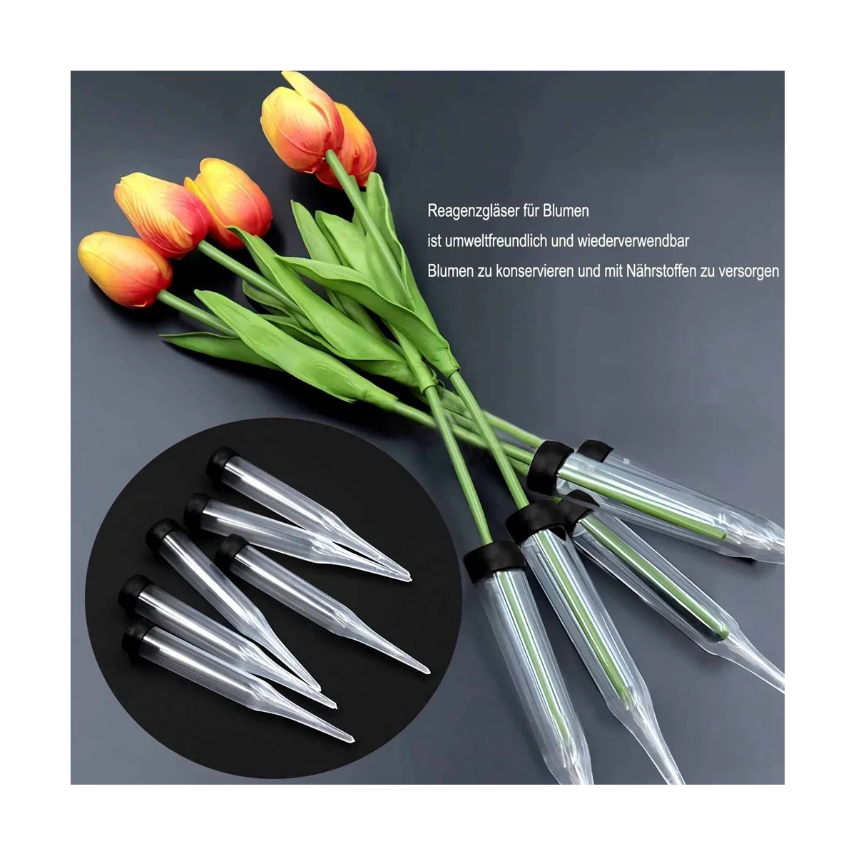 Lot de 100 tubes à fleurs réutilisables en plastique, tubes à eau transparents pour fleurs