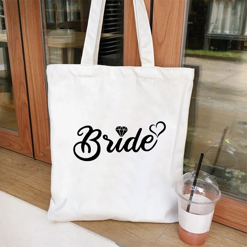 Team Bride Squad Tote Bags Women Bachelorette Single Farewell Party Canvas Shopping Bag Girl Bridal Shower Wedding Shoulder Bags