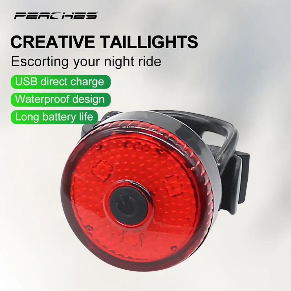 Mini feu arrière LED pour casque de vélo, lampe de poche, chargement USB, lumière rouge arrière, étanche, sécurité, iode, torche de cyclisme