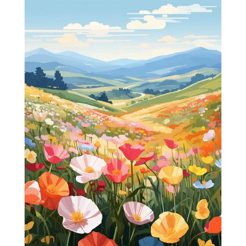 

215434 DIY Landscape Paint By Number Kit Oil Painting Coloring By Numbers On Canvas Handpainted For Adult Craft Home Decor