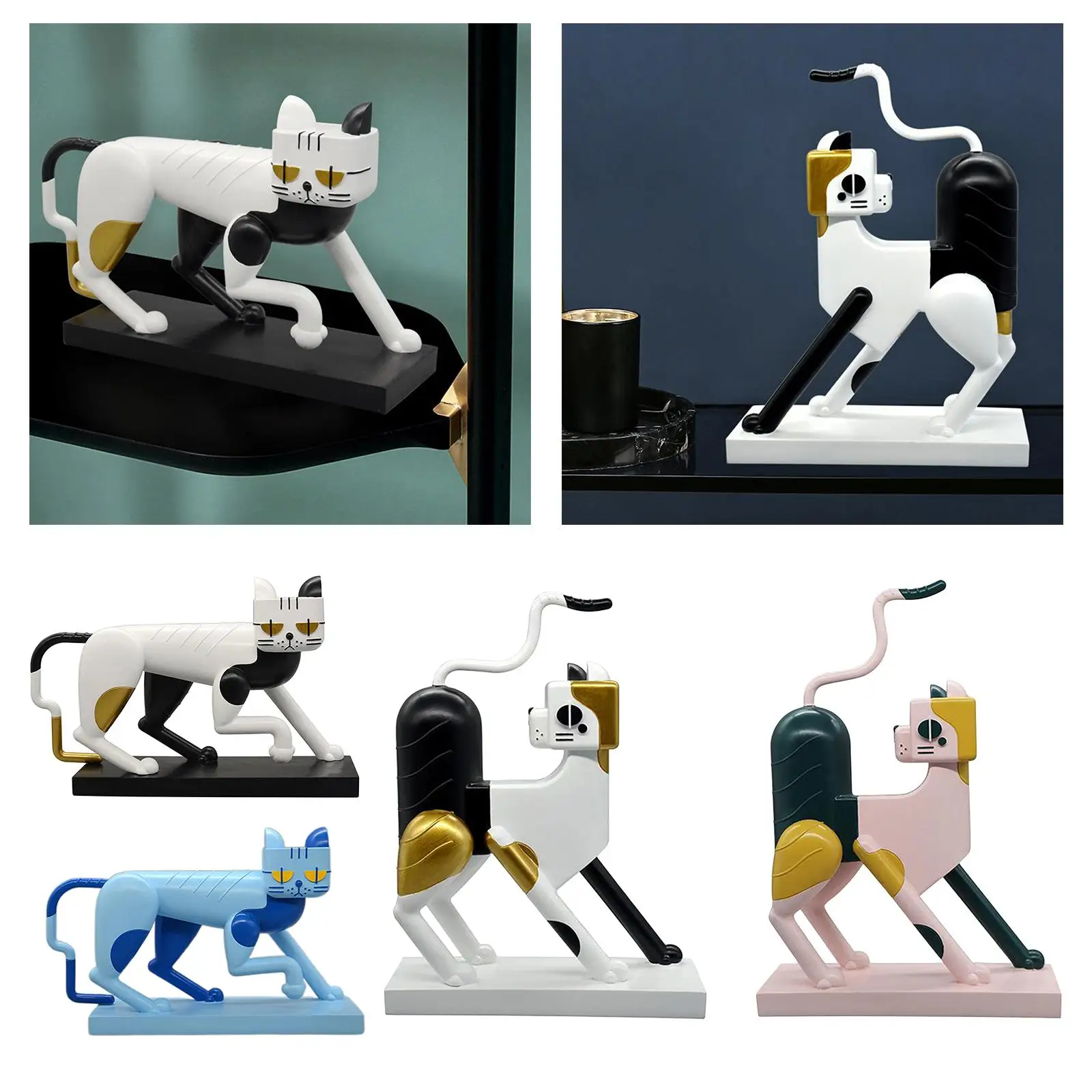 

Resin Cat Figurine Mechanical Ornaments Sculpture Animal Statue Souvenir