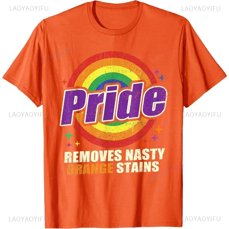 مضحك فخر يزيل البقع البرتقالية السيئة الرجعية LGBT تي شيرت عادية موضة فضفاضة Harajuku رجل التي شيرت الراحة الصيف الشارع الشهير #3