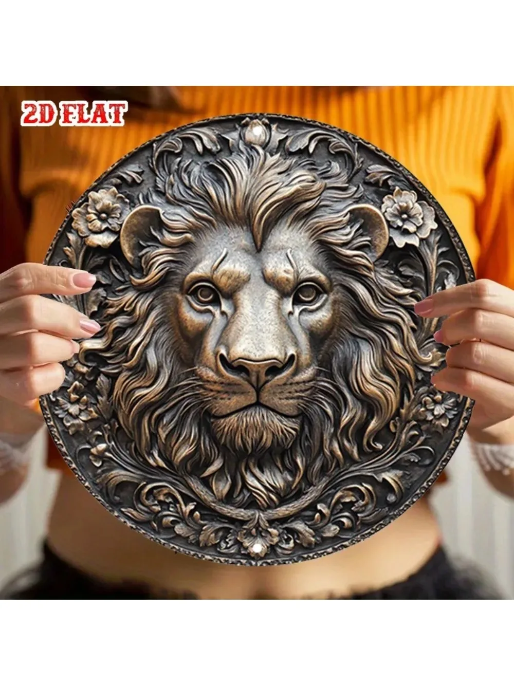 Vintage Lion Metal Wall Art 3D Aluminum Plaque for Living Room