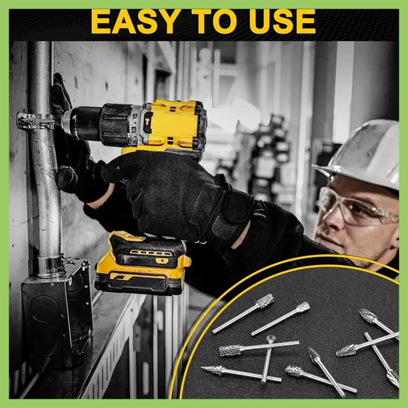 

Carbide Burr Set Compatible With For Dremel Rotary 1/8Inch Shank 10PCS Die Grinder Rotary Tool Rasp Bits Accessories