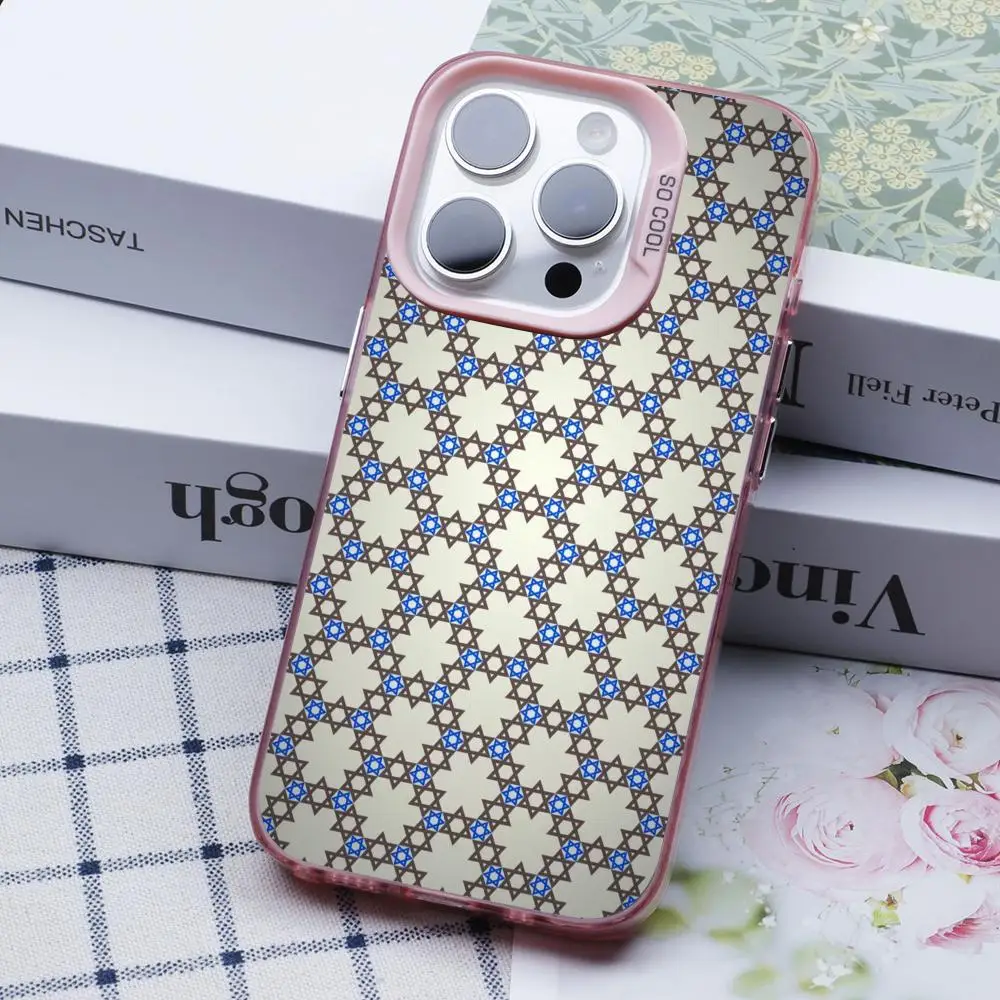 

Чехол для мобильного телефона Jewish David Star для iPhone 17, 16, 15, 14, 13, 12, 11 X XR XS 8 7 Air Pro Max Plus, полупрозрачный розовый чехол