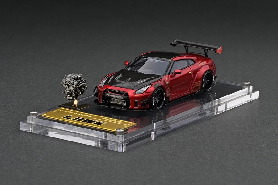 IG 1:64 R35 LB With Engine JDM Simulation Limited Edition Resin Metal Static Car Model Toy Gift