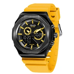 SMAEL New Sport Watch Mens 8102 Dual Display Wristwatch 50M Waterproof Clock Alarm  Quartz Military Watches For Men