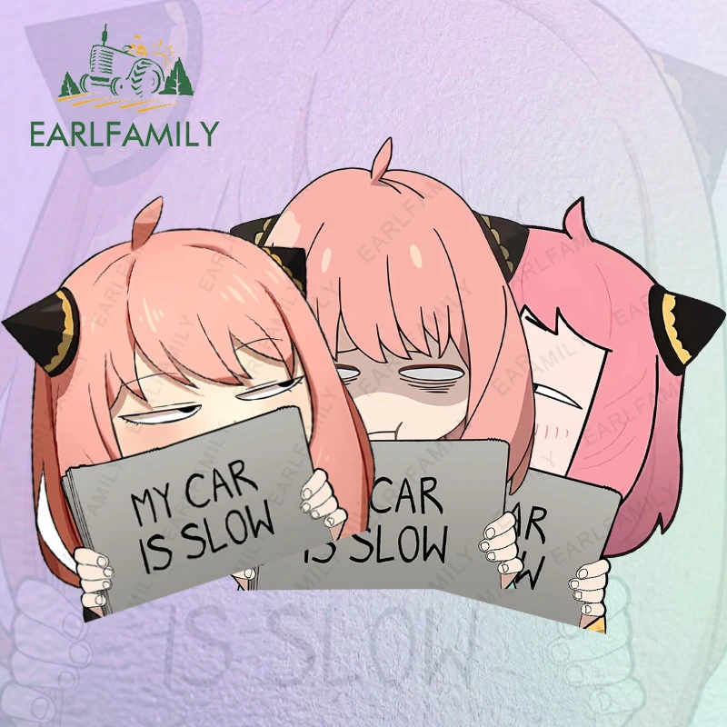 EARLFAMILY Anya My Car Is Slow Car-Sticker für Stoßstange und Fenster, Vinyl-Autoaufkleber, Abdeckung von Kratzern, geeignet für Auto-Graffiti