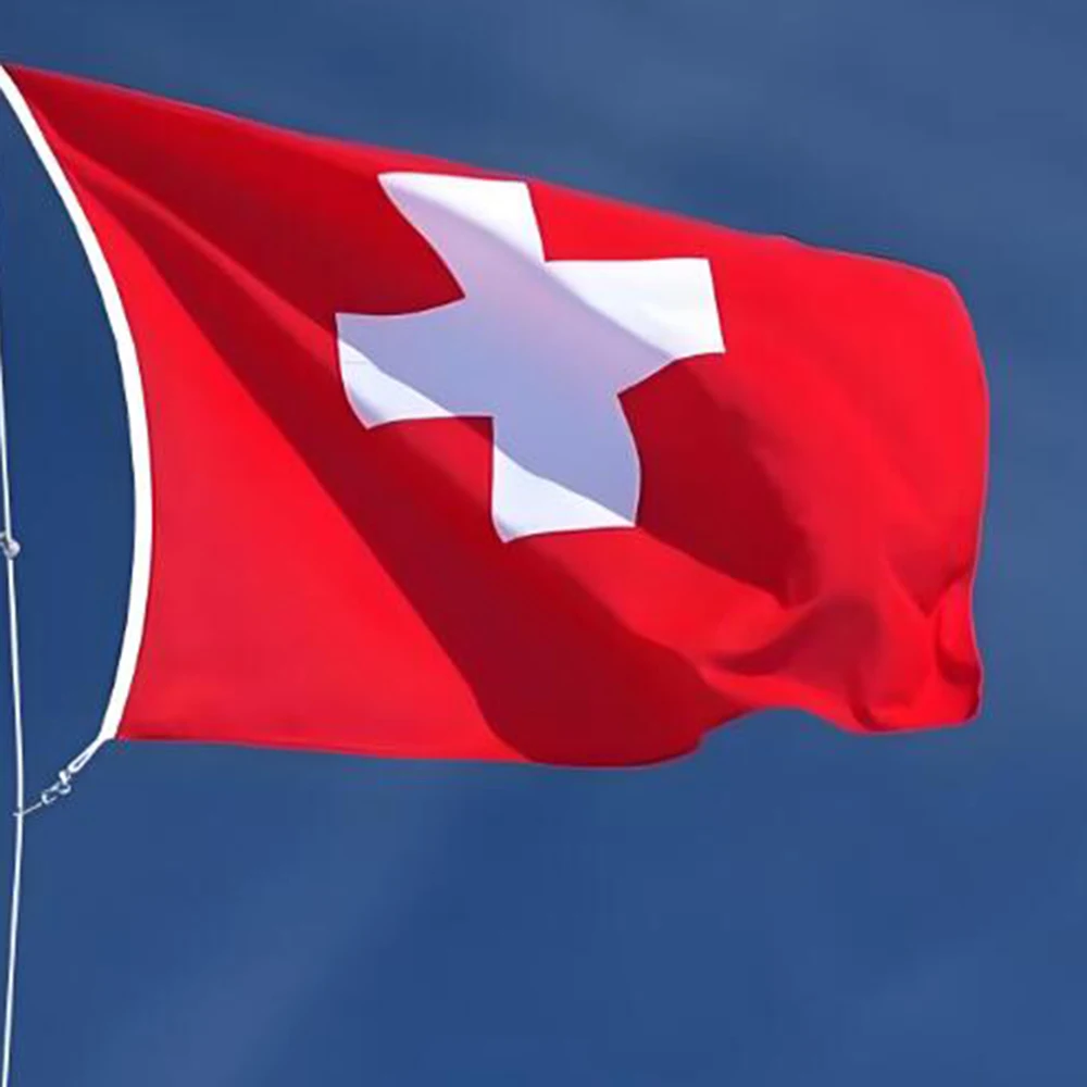 العلم الوطني السويسري قسط البوليستر ديكور المنزل في الهواء الطلق / داخلي، الأحداث الصليب الأحمر والأبيض علم سويسرا