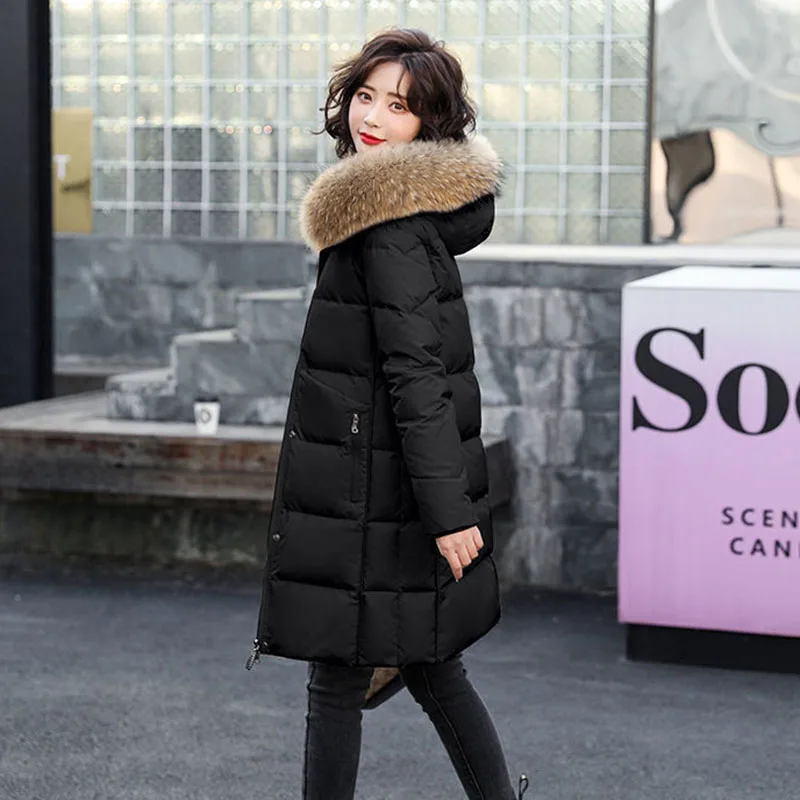 2023 neue Kapuze Daunen Frauen lange koreanische Version von schlanken und schlanken Mode Winter warm weiße Ente Daunen High-End-Mantel Frauen