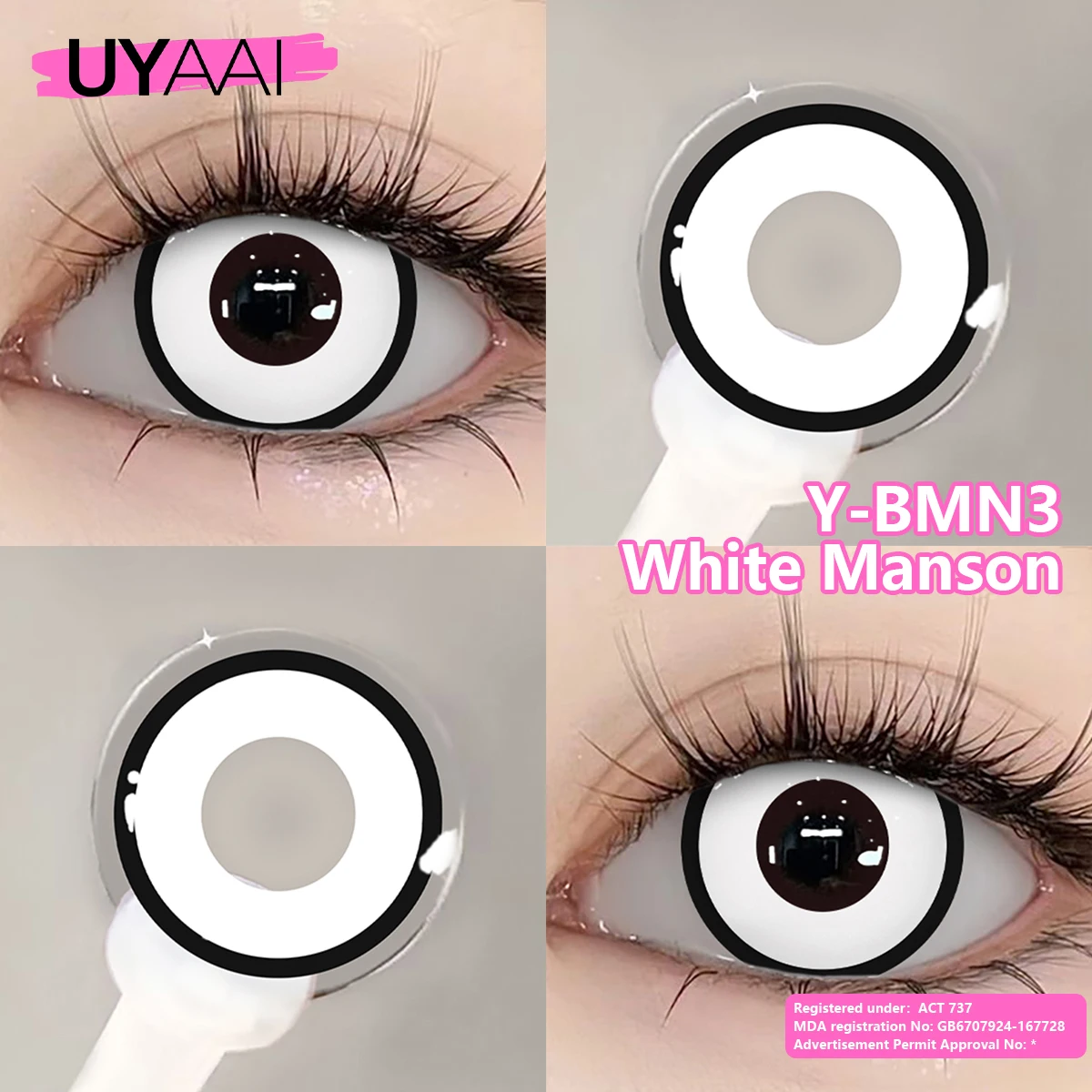 UYAAl 1 Paar farbige Jahreskontaktlinsen für Augen, rote Farbkontakte, weiße Linsen, grüne Linsen, Schönheits-Make-up – Detail 10