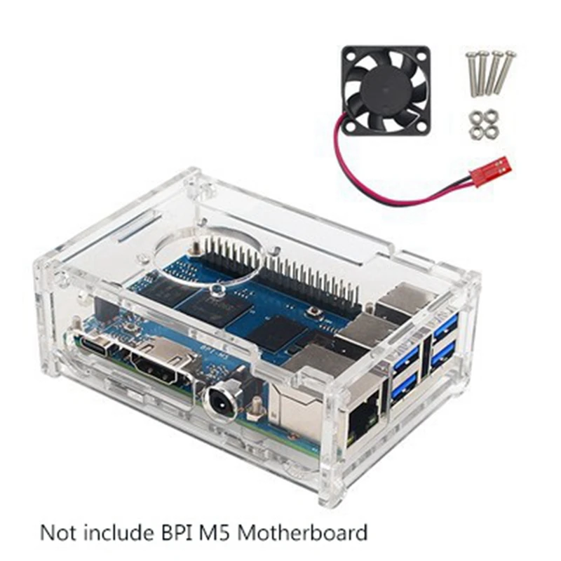 Carcasa transparente para placa de desarrollo de Banana Pi M5, carcasa protectora de acrílico para BPI-M5 Pi