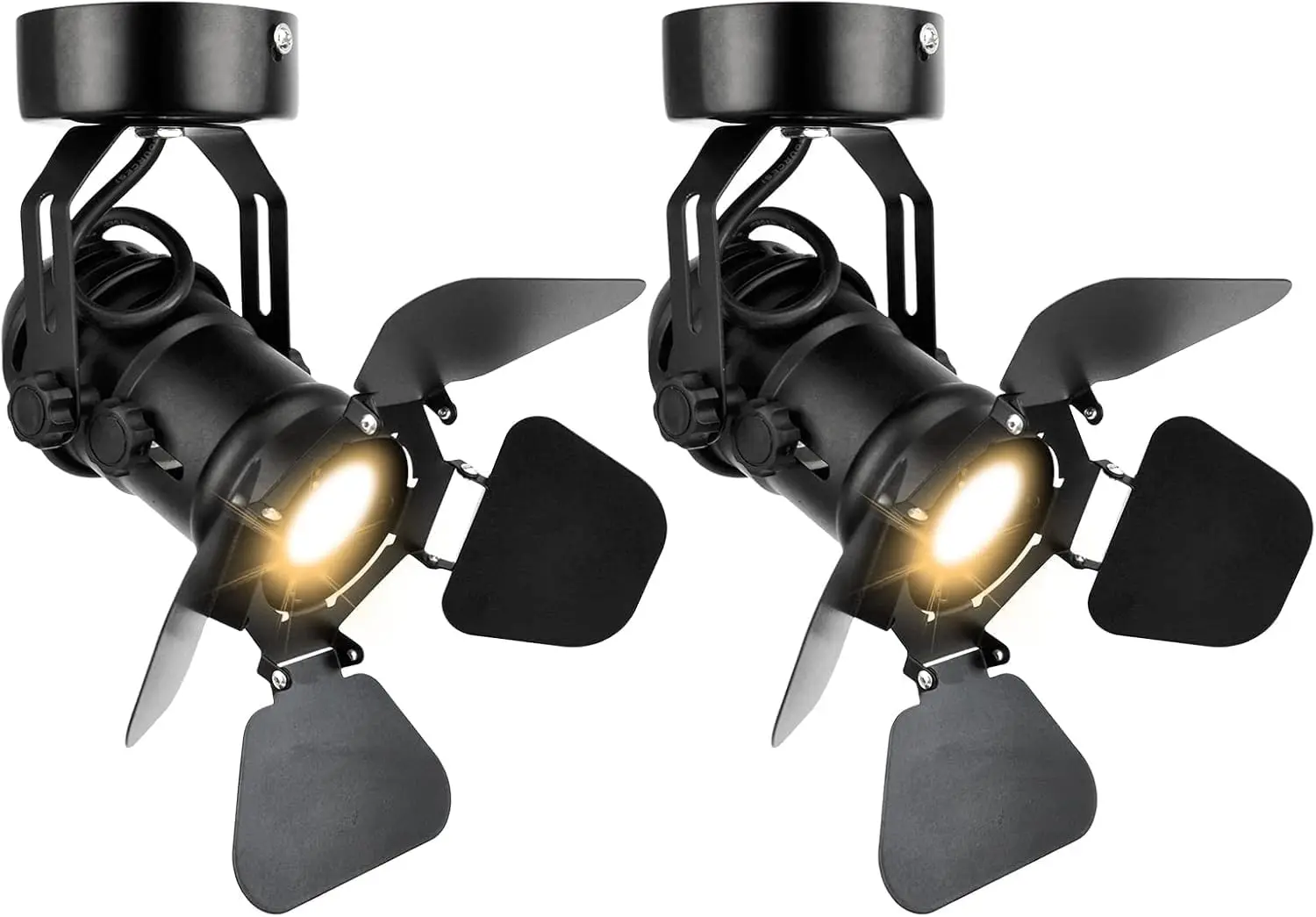 

2-Pack Adjustable Barn Door Track Lighting, Vintage Black Wall/Ceiling Spotlights for Hallway Studio Art Display