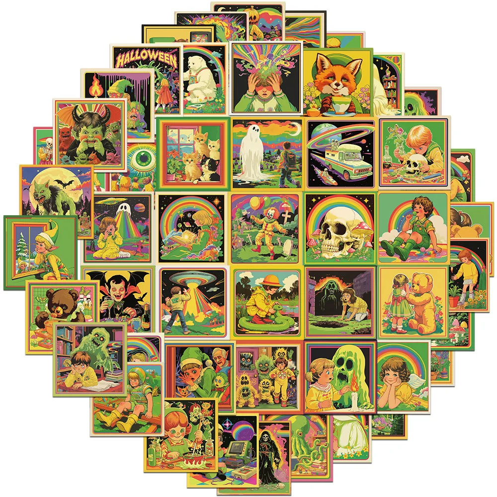 

50 шт., ретро наклейки с комиксами, открытка, плакат, наклейки, сделай сам, декоративные наклейки, наклейки на Хэллоуин