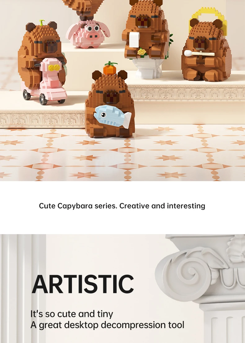 NEUES Kreatives Capybara-Baustein-Set - Niedliches Wasser-Mausläuse DIY-Modell | Lustiges MINT-Spielzeug für Kinder & Erwachsene, ideale Geburtstagsgeschenke – Detail 4