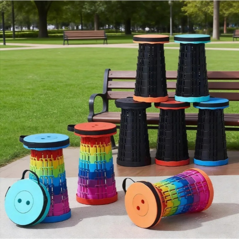 Taburete plegable - Banco portátil para viajes al aire libre - Silla de pesca ajustable y extensible - Taburete para acampar - Taburete pequeño