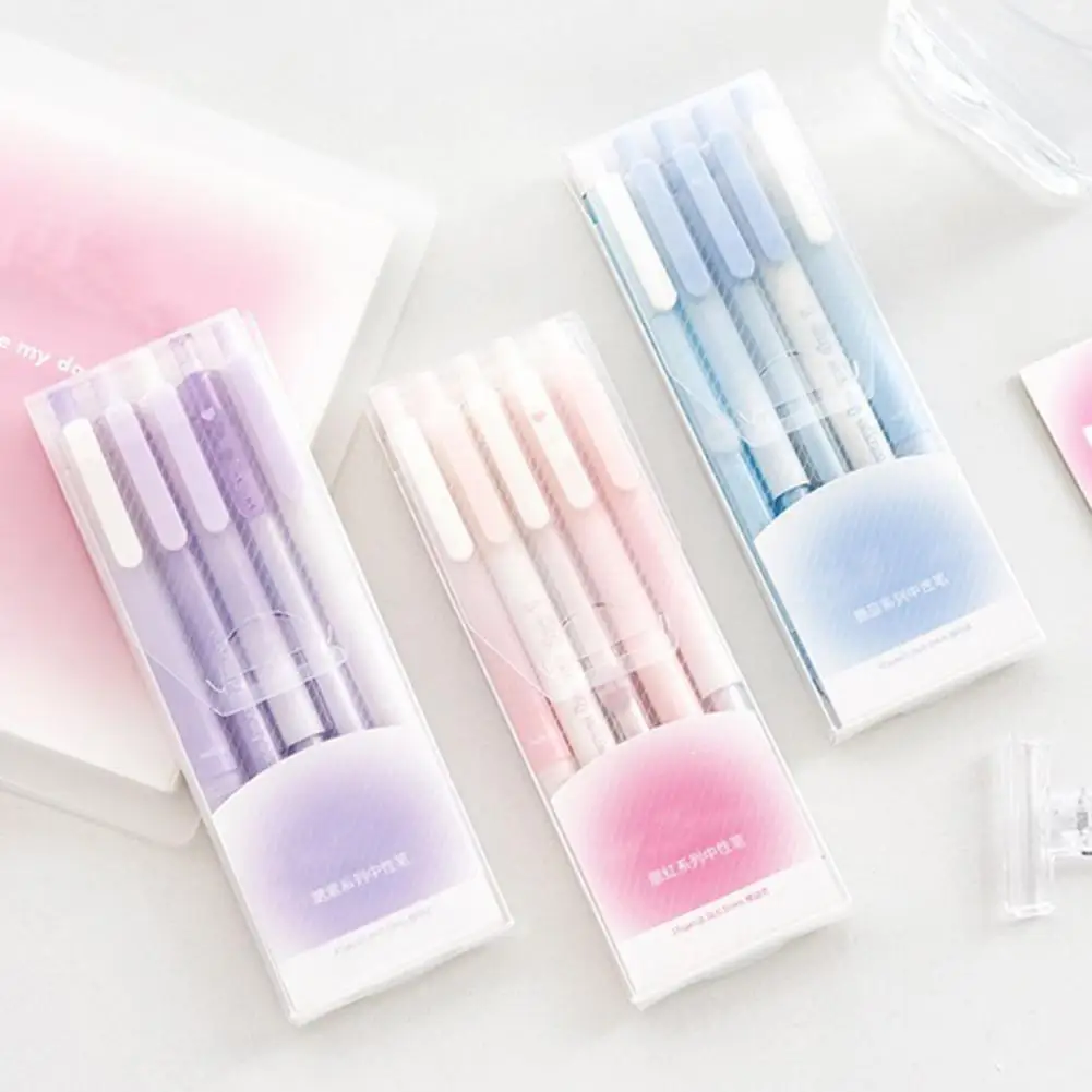 

Burr-free 5Pcs/Box Good-looking Gradient Color Plastic Writing Pen Stationery Gel Pen Assorted Office Supplies