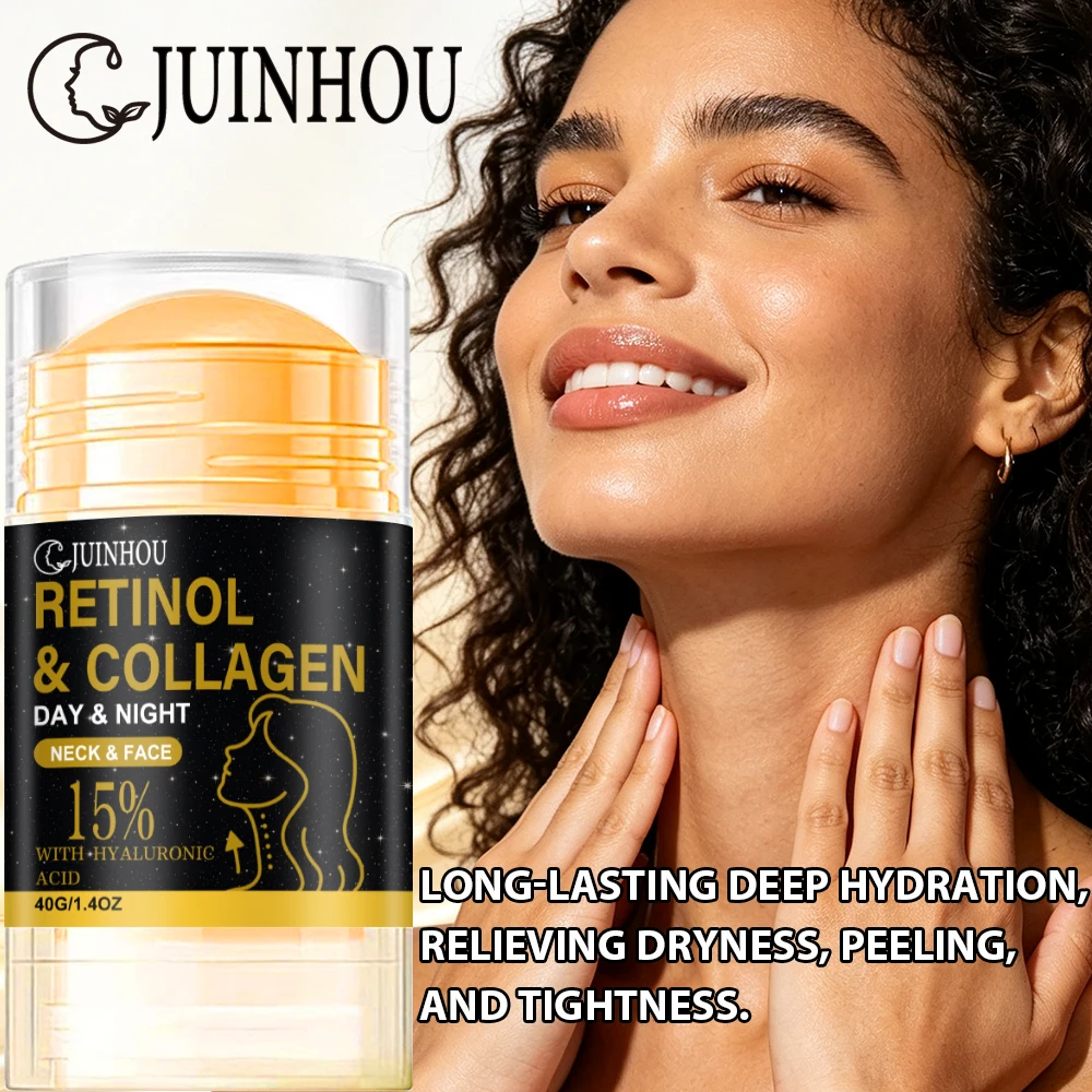 JUINHOU 40g Face Neck Cream Stick Retinol Collagen Moisturizes Improves Elasticity Makes Skin Look Plump Radiant Daily Skincare