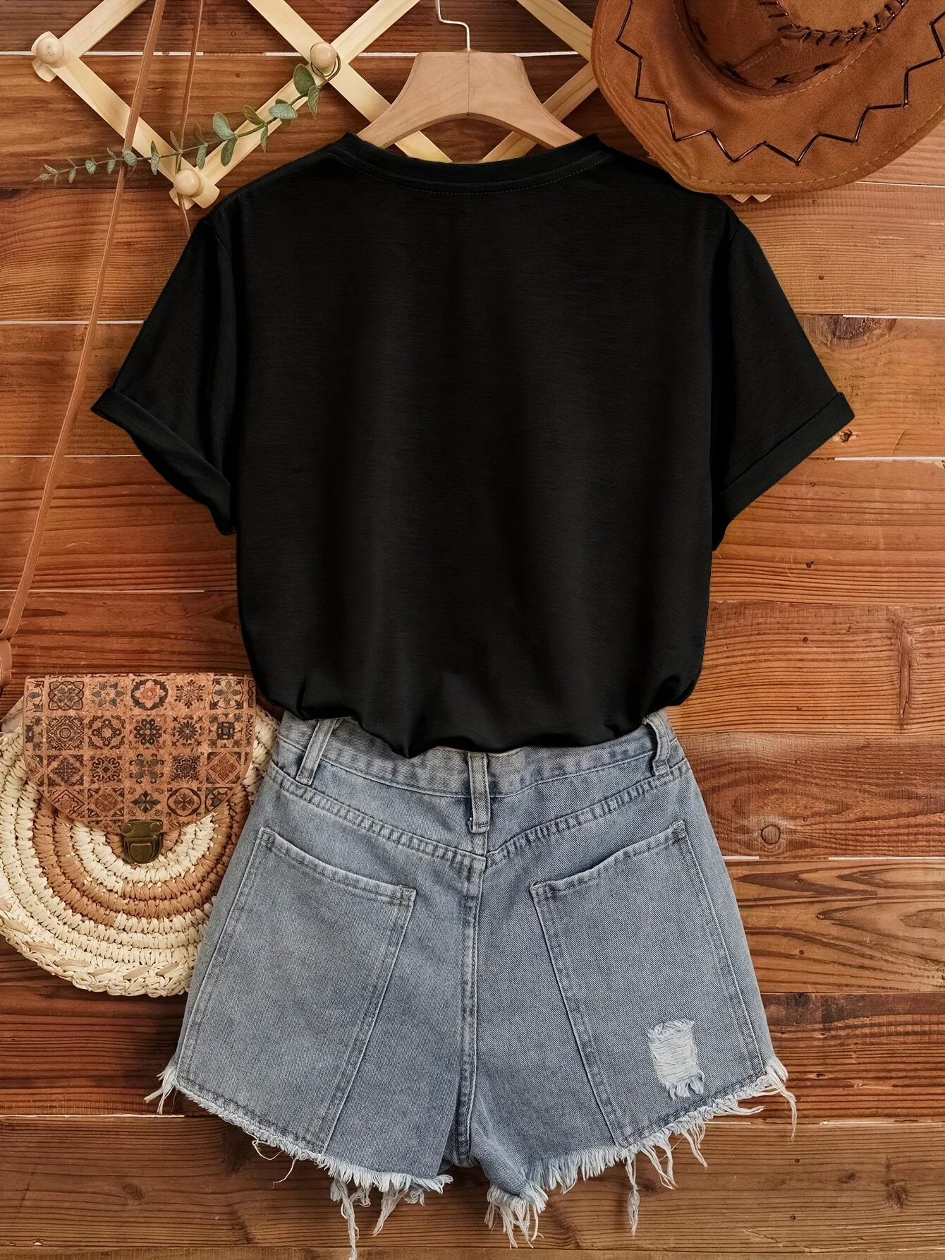 Bear & Love Print T-ShirtCasual Crew Neck Short Sleeve Top For Spring & SummerWomen's Clothing t shirts