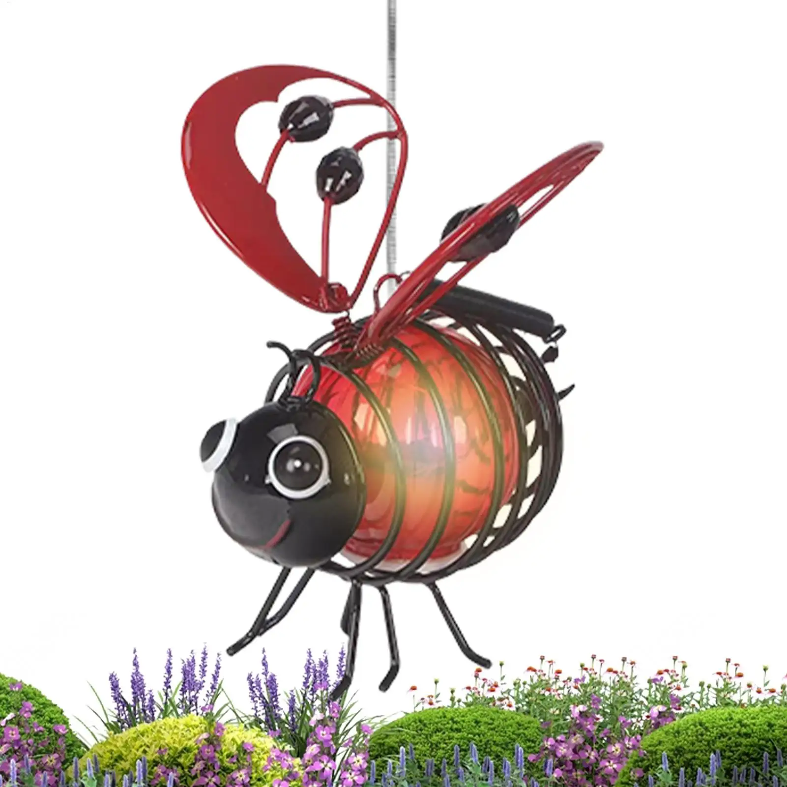 Solar Bee Lights Metal Waterproof, Funny Outdoor Garden Decor, Solar Yard Lamp for Lawn Patio Porch, Landscape Lighting
