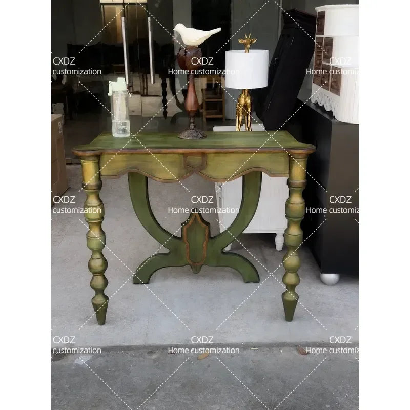 Retro Green Engraved Porch Desk Dressing Table European Antique Style Furniture Unique Creative Design Home Decor
