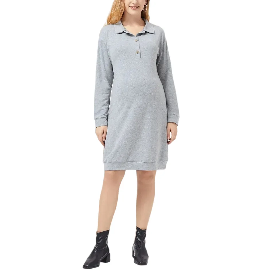 

Maternity Dress Pregnant Women Long Sleeve Pajamas Pregnancy Nightwear Nursing Nightgown Breastfeeding Nightdress Sleepwear